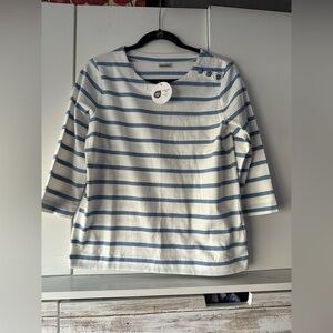 Striped Blue and White 3/4 Sleeve Top